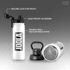 image:imageJOOLA Water Bottle  22 oz  Doublewall Insulated LeakProof Keeps Drinks Cold or Hot Carabiner Loop Handle To Clip and Take on the Go  Click lid that locks and unlocks with easeWhite and Black