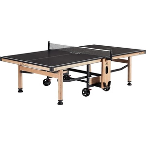 image:imageJOOLA Madeira Indoor Table Tennis Table  Wood amp Steel Contemporary Design  Regulation Size HighEnd Ping Pong Table with Built in Racket amp Ball Holders  Tournament Level Permanent Ping Pong NetBlackBrown