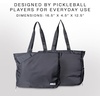 image:imageJOOLA Everyday Tote Bag  Pickleball Tote with Paddle Pocket Laptop Sleeve amp Ventilated Shoe Compartment  BlackWhiteLatteBlack